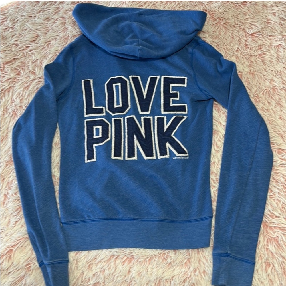 PINK Victoria's Secret Blue Hoodie Sweater